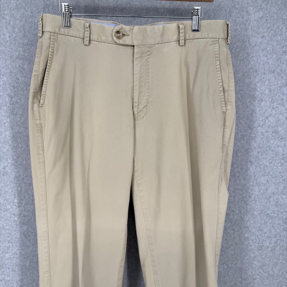 Peter Millar Mens Chino Pant Size 33x34 Pima Cotton Tan Straight Leg Golf Work - Picture 2 of 14